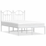 Metal Bed Frame without Mattress with Headboard White 120x190cm 353485