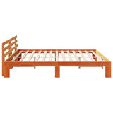 Bed Frame with Headboard Wax Brown 200 x 200 cm Solid Pine Wood 872598