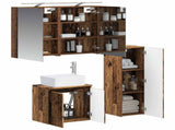 Bathroom Furniture Set 4 pcs Old Wood Engineered Wood and Glass 3407437