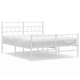 Metal Bed Frame without Mattress with Footboard White 135x190cm 355725