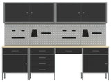 Work Cabinet 10 pcs Black and Grey Engineered Wood and Steel 3321478