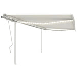 ZNTS Manual Retractable Awning with LED 4.5x3 m Cream 3069962