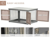 Dog Crate End Table Furniture Style Dog Cage w/ Three Doors, Locks and Latches - Grey T3398P376391