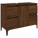 ZNTS 3 Piece Bathroom Furniture Set Brown Oak Engineered Wood 3185612