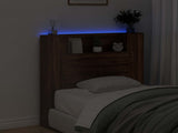 Storage Headboard with LED Brown Oak Engineered Wood 3418650
