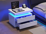 Nightstand LED Bedside Table Cabinet Lights Modern End Side with 2 Drawers for Bedroom T3272P287610