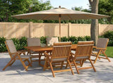 Outdoor Dining Set with Parasol 8 pcs Cream White 3438538