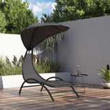 Sun Lounger With Canopy Dark Grey Textilene, Fabric, Steel 362707