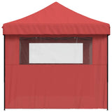 ZNTS Foldable Party Tent Pop-Up with 3 Sidewalls Burgundy 4004971