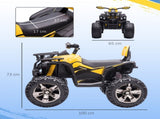 12V Quad Bike ATV with LED Lights, Music, Backrest, Forward, Backward, Yellow T3398P422363