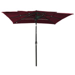 3-Tier Garden Parasol with Aluminium Pole Bordeaux Red 2.5x2.5 m 313840