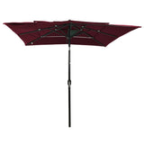 3-Tier Garden Parasol with Aluminium Pole Bordeaux Red 2.5x2.5 m 313840
