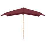 Garden Parasol with Wooden Pole Bordeaux Red 300x300x273 cm 363195