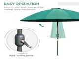 2.5m Shanghai Garden Parasol Umbrella with Crank & Tilt, Adjustable Outdoor Sun Shade, Green T3398P320082