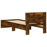 Bed Frame without Mattress with LED Lights Smoked Oak 75x190 cm Small Single 838845