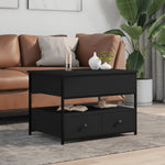ZNTS Coffee Table Black 70x50x50 cm Engineered Wood and Metal 845381