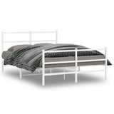 Metal Bed Frame without Mattress with Footboard White 135x190cm 355431