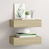 330248 Wall-mounted Drawer Shelves 2 pcs Oak 40x23,5x10cm MDF