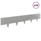 Lawn Edging 30 pcs 100 x 20 cm Steel Silver 8008596