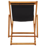 ZNTS Folding Beach Chair Eucalyptus Wood and Fabric Black 310316