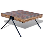 ZNTS Coffee Table with V-shaped Legs Reclaimed Teak Wood 241712