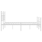 Metal Bed Frame without Mattress with Footboard White 193x203cm 374412