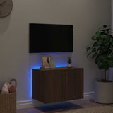 TV Wall Cabinet with LED Lights Brown Oak 60x35x41 cm 837314