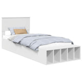 Bed Frame with Shelf Manual White 75 x 190 cm Engineered Wood 3408417