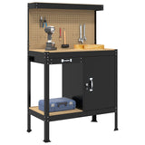Workbench Black 90 x 49 x 141 cm Engineered Wood and Metal 42020133