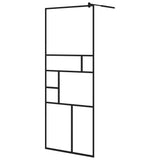 Walk-in Shower Wall with Shelf Black 80x195 cm ESG Glass&Aluminium 3185449