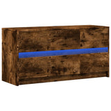 TV Cabinet with LED Smoked Oak 100x34x50 cm Engineered Wood 852219