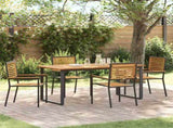 Garden Dining Set 5 pcs Black Solid Acacia Wood 3365457