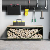 Firewood Rack with Wooden Top Olive Green 100.5x35.5x40 cm 864258