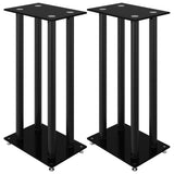 Speaker Stands 2 pcs Black Tempered Glass 4 Pillars Design 51817