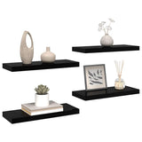 Floating Wall Shelves 4 pcs High Gloss Black 60x23.5x3.8 cm MDF 323771