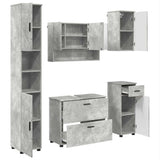 Bathroom Furniture Set with Drawer 5 pcs Concrete Grey 3393076