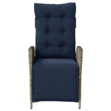 Reclining Garden Chair with Footrest Grey Poly Rattan 365287