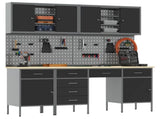 Work Cabinet with Drawer 10 pcs Black Engineered Wood and Steel 3321478