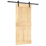 Sliding Door Natural and Black 90 x 210 cm Solid Pine Wood 3444899