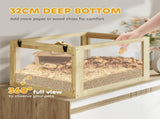 Wooden Hamster Cage with Detachable 32cm Deep Bottom, Hut, Seesaw, Exercise Wheel, Ramp, 60 x 40 x T3398P350109