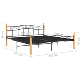 Bed Frame without Mattress Black Metal&Solid Oak Wood 200x200 cm 324917