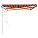 ZNTS Manual Retractable Awning with LED 6x3 m Orange and Brown 3070005