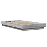ZNTS Bed Frame with LED Lights without Mattress Grey Sonoma 90x200cm 3281124