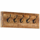 Wall-mounted Coat Rack with 5 Hooks Solid Wood Mango 358955