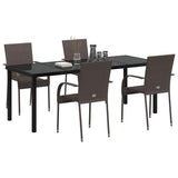 Garden Dining Set 5 pcs Brown Powder-Coated Steel 3379400