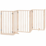 Dog Gate with Door Foldable 6 Panels 300 cm Poplar Wood 352175
