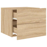 Wall-mounted Bedside Cabinets with LED Lights 2 pcs Sonoma Oak 836817