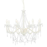Chandelier with Beads White 8 x E14 Bulbs 281604