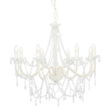 Chandelier with Beads White 8 x E14 Bulbs 281604