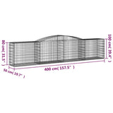 Arched Gabion Baskets 25 pcs 400x50x80/100 cm Galvanised Iron 3146994
